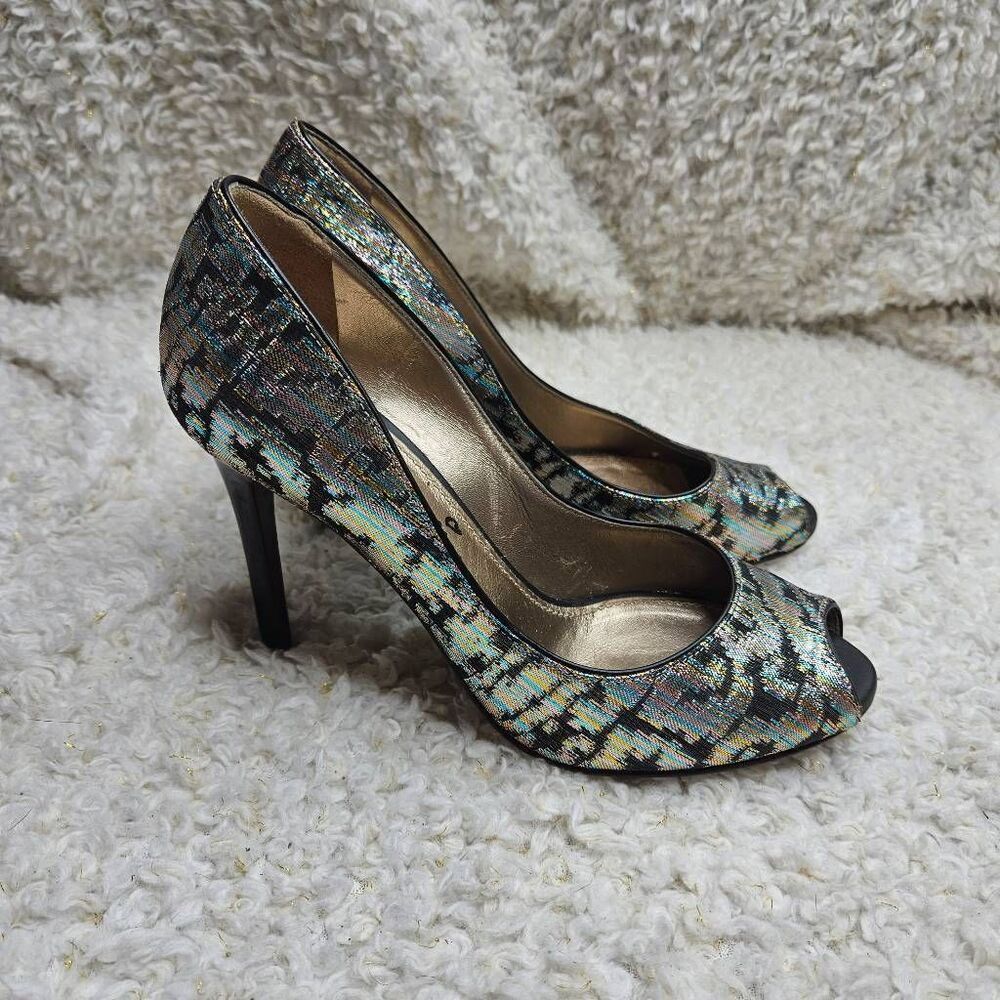 Lanvin Womens Peep-toe Metallic Iridescent Pumps sz 36
